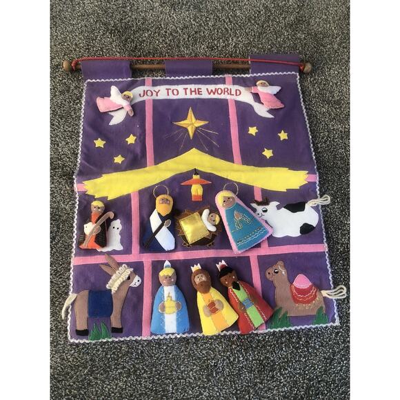 VTG Pockets of Learning Christmas Nativity Scene Walk Hanger Complete Hook Loop - Picture 1 of 10